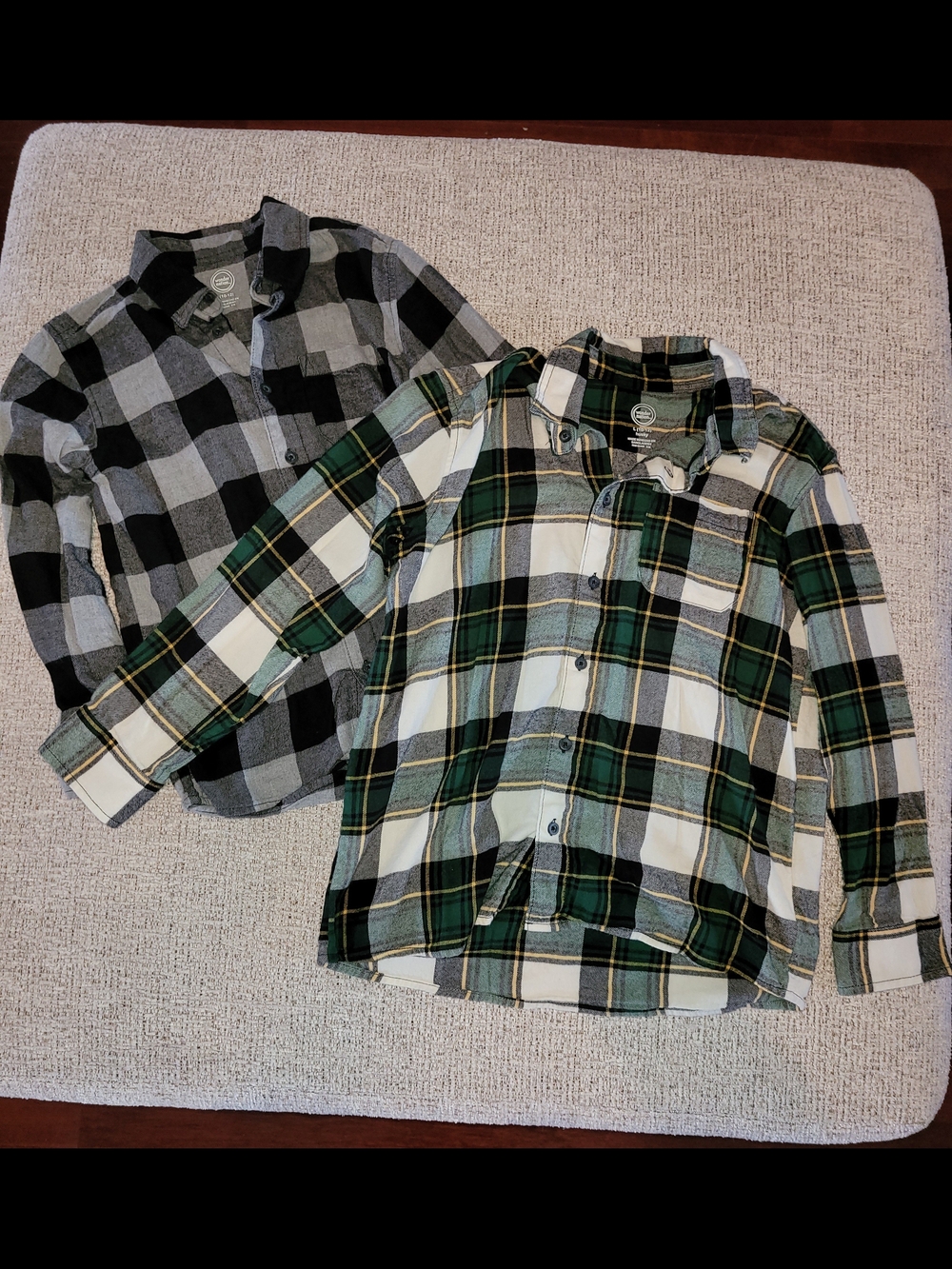 wonder nation Green and White Plaid Button-Down Shirt for Kids
